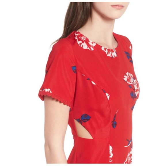 Socialite Floral Print Fit & Flare Cutout Dress New XS - Picture 5 of 8